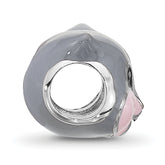 Sterling Silver Reflections Kids Enamel Grey Squirrel Face Bead